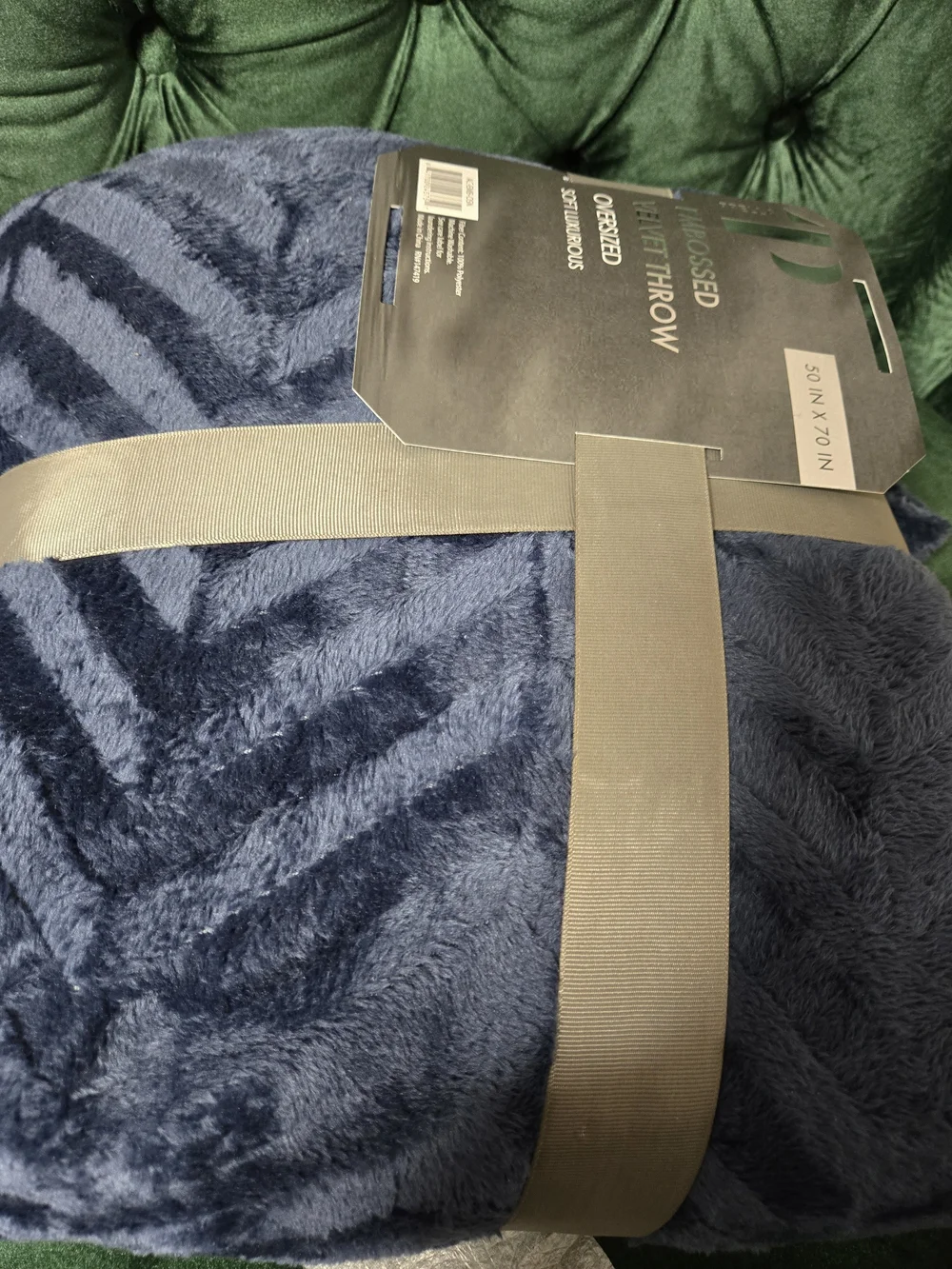 Expressions Embossed Velvet Throw - Navy Blue FREE With Purchase Of Two Items